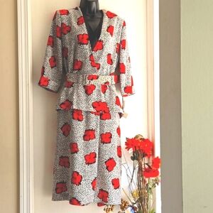 Elegant Red Floral Midi Dress